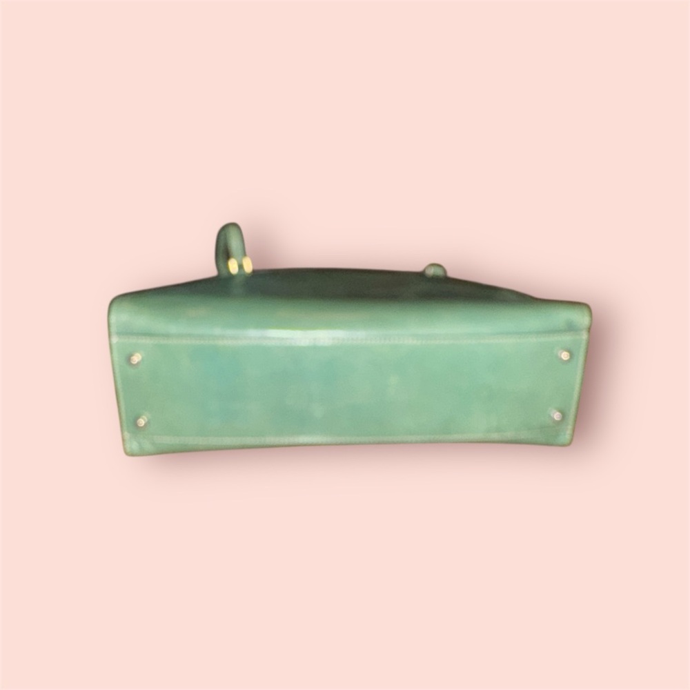 Vintage 90s Kate Spade Green Leather Tote - Picture 8 of 9